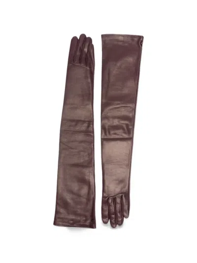 Agnelle Glamour Long-length Leather Gloves In Red
