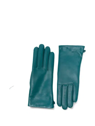 Agnelle Inès Leather Gloves In Green