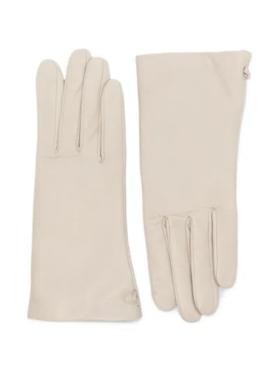 Agnelle Inès Leather Gloves In Neutrals