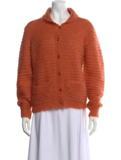 Pre-owned Agnès B. Mohair Open Front Sweater In Orange