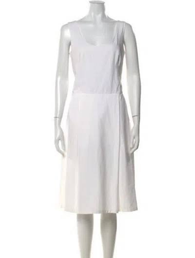 Pre-owned Agnès B. Scoop Neck Midi Length Dress In Neutrals