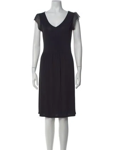 Pre-owned Agnès B. V-neck Knee-length Dress In Black