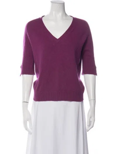 Pre-owned Agnona Cashmere V-neck Sweater In Purple