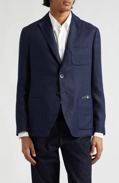 Agnona Linen Sport Coat In Navy