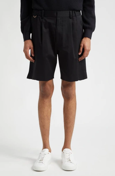 Agnona Pleated Stretch Bermuda Shorts In Black
