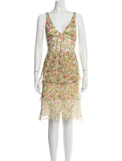 Pre-owned Agnona Silk Floral Print Skirt Set In Green