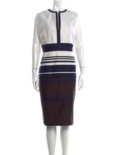 Pre-owned Agnona Striped Knee-length Dress In Brown