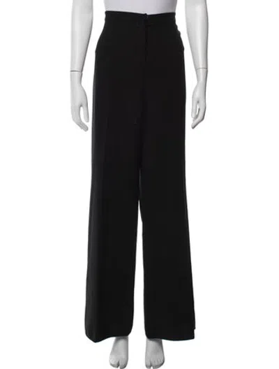 Pre-owned Agnona Virgin Wool Wide Leg Pants In Black