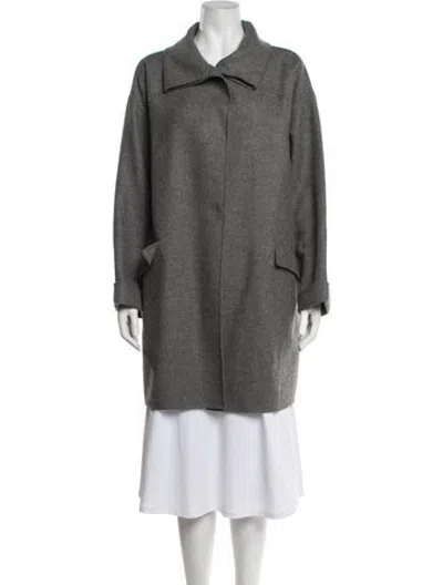 Pre-owned Agnona Wool Tweed Pattern Coat In Grey