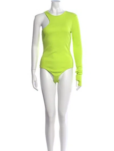 Pre-owned Agolde Asymmetrical Long Sleeve Bodysuit In Yellow