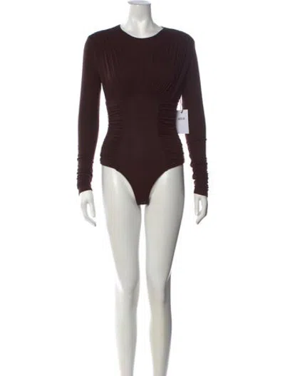 Pre-owned Agolde Crew Neck Long Sleeve Bodysuit W/ Tags In Brown