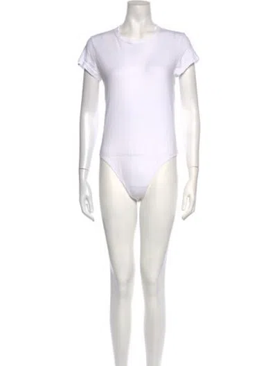 Pre-owned Agolde Crew Neck Short Sleeve Bodysuit In White
