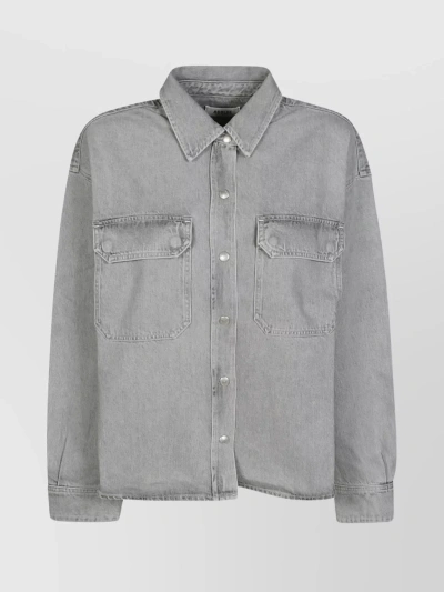 Agolde Denim Texture With Chest Pockets In Grey