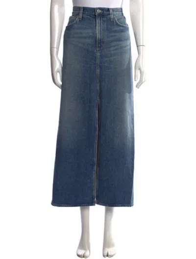 Pre-owned Agolde Distressed Accents Long Skirt In Blue