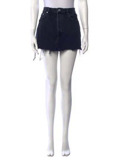 Pre-owned Agolde Distressed Accents Mini Skirt In Black