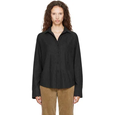 Agolde Gray Aris Wool Shirt In Black