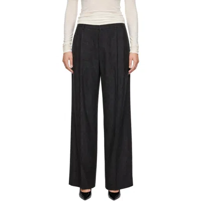 Agolde Gray Sathia Wool Trousers In Charcoal Heather (dk