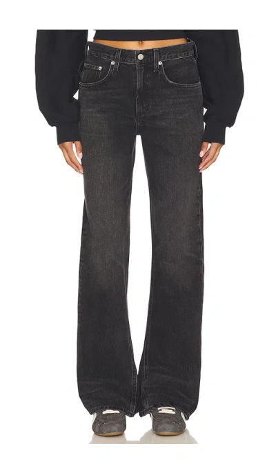 Agolde Womens Hush (washed Black) Harper Straight-leg Mid-rise Cotton-blend Jeans