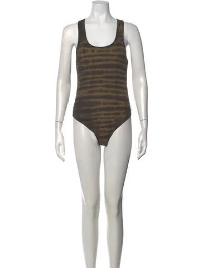 Pre-owned Agolde Tie-dye Print Scoop Neck Bodysuit In Green