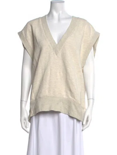Pre-owned Agolde V-neck Short Sleeve Sweatshirt In Neutrals