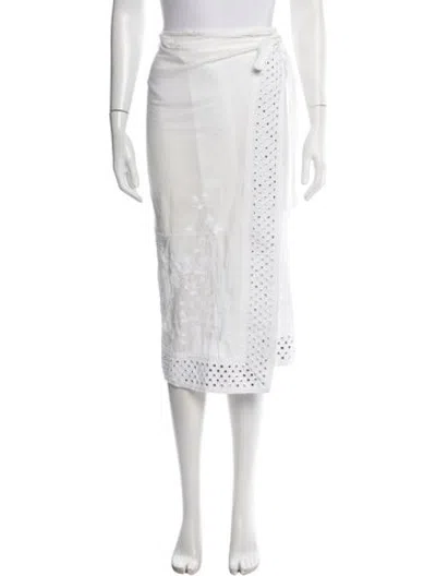Pre-owned Agua Bendita Floral Print Midi Length Skirt In White
