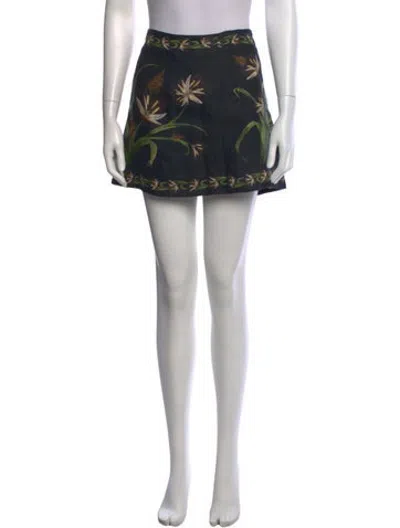 Pre-owned Agua Bendita Linen Mini Skirt In Black