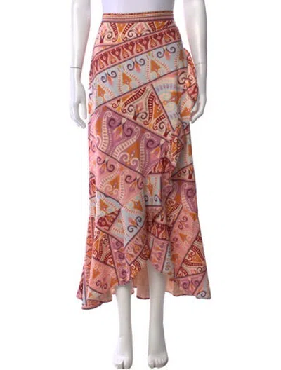 Pre-owned Agua Bendita Patterned Long Skirt In Pink