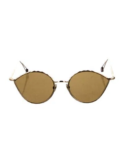 Pre-owned Ahlem Cat-eye Mirrored Sunglasses In Gold/metallic