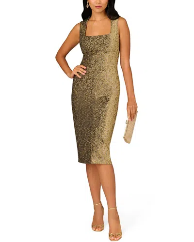 Aidan Mattox Satin Halter Asymmetrical Hem Dress In Gold