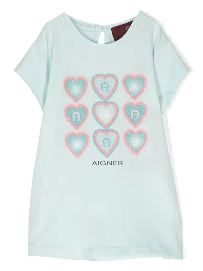 Aigner Babies' Heart-print T-shirt In Blue