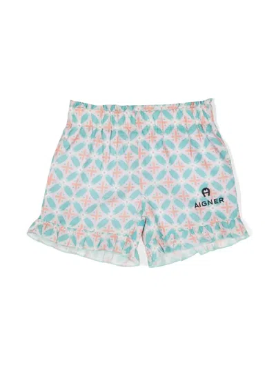 Aigner Babies' Logo-embroidered Cotton Shorts In Blue