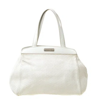 Aigner Off- Leather Satchel In White