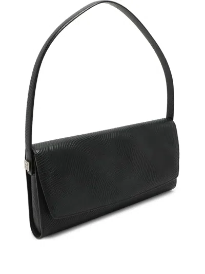 Pre-owned Aigner Vintage Wave-pattern Shoulder Bag In Black