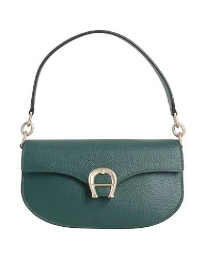 Aigner Woman Handbag Dark Green Size - Cow Leather, Recycled Polyester, Polyvinyl Butyral