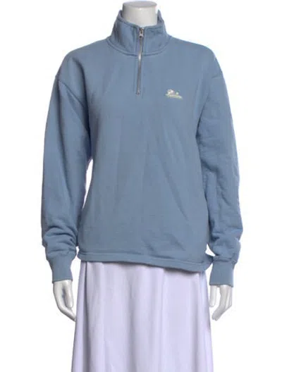Pre-owned Aimé Leon Dore Mock Neck Long Sleeve Sweatshirt In Blue