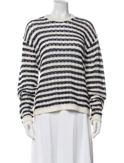Pre-owned Aimé Leon Dore Striped Crew Neck Sweater W/ Tags In White