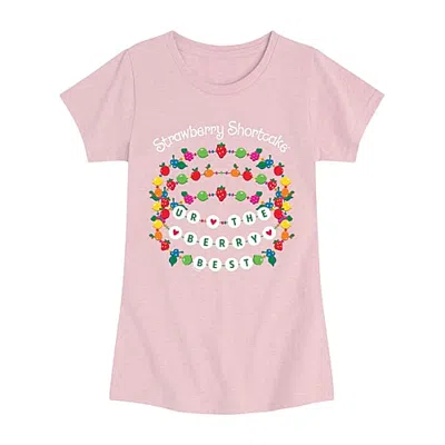 Air Waves Berry Best Charm Bracelets Big Kid Girls Crew Neck Short Sleeve Regular Fit Strawberry Shortcake Gra In Pink