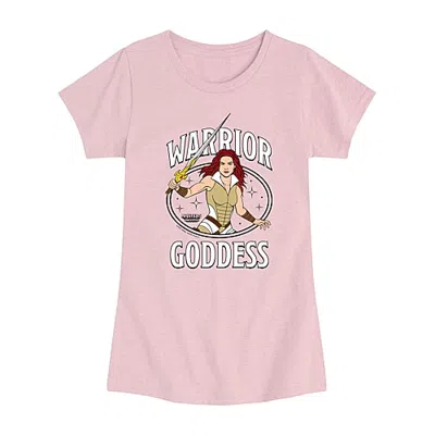 Air Waves Warrior Goddess Tessa Big Kid Girls Crew Neck Short Sleeve Regular Fit Graphic T-shirt In Pink