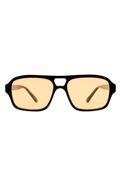 Aire Gender Inclusive Valeon 56mm Square Aviator Sunglasses In Black