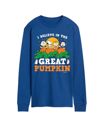 Airwaves Men's Believe In The Great Pumpkin Long-sleeve Regular-fit Graphic T-shirt In Royal Blue