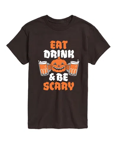 Airwaves Men's Eat Drink Be Scary Jackolantern Halloween Graphic T-shirt In Dark Brown