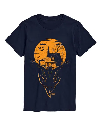 Airwaves Men's Halloween Moon Haunted House Graphic Regular-fit T-shirt In Navy