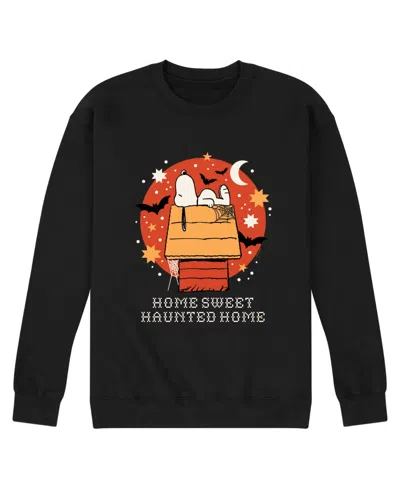 Airwaves Men's Snoopy Home Sweet Haunted Home Halloween Fleece Sweatshirt In Black