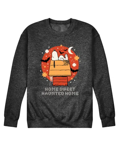 Airwaves Men's Snoopy Home Sweet Haunted Home Halloween Fleece Sweatshirt In Heather Charcoal