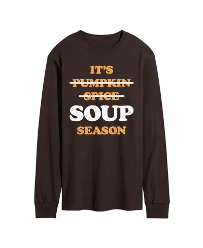 Airwaves Men's Soup Season Fall Long Sleeve Graphic Print T-shirt In Dark Brown