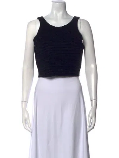 Pre-owned Aje Crew Neck Sleeveless Crop Top In Black