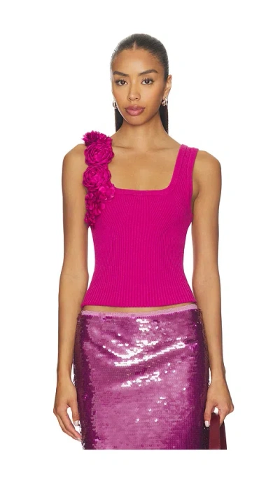 Aje Emmy Flower Knit Tank Top In Magenta