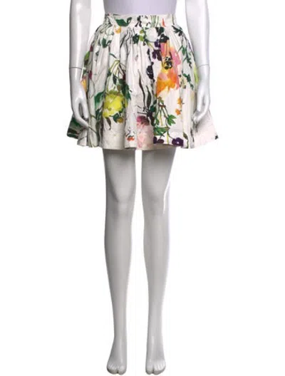 Pre-owned Aje Floral Print Mini Skirt In White