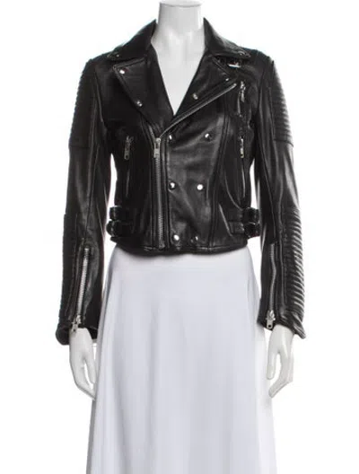 Pre-owned Aje Leather Biker Jacket In Black