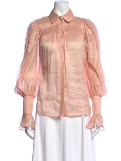 Pre-owned Aje Linen Long Sleeve Blouse In Pink